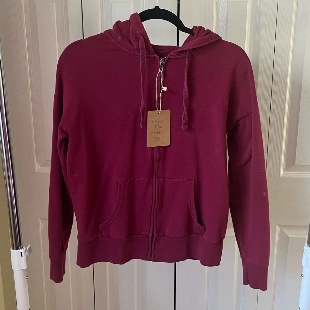Time & Tru Burgundy Zip Hoodie